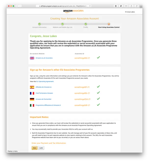 Creating Your Amazon Associates Account